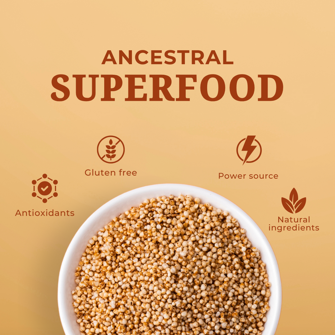 Raw organic amaranth grains in bowl – gluten-free ingredient for healthy snack manufacturing