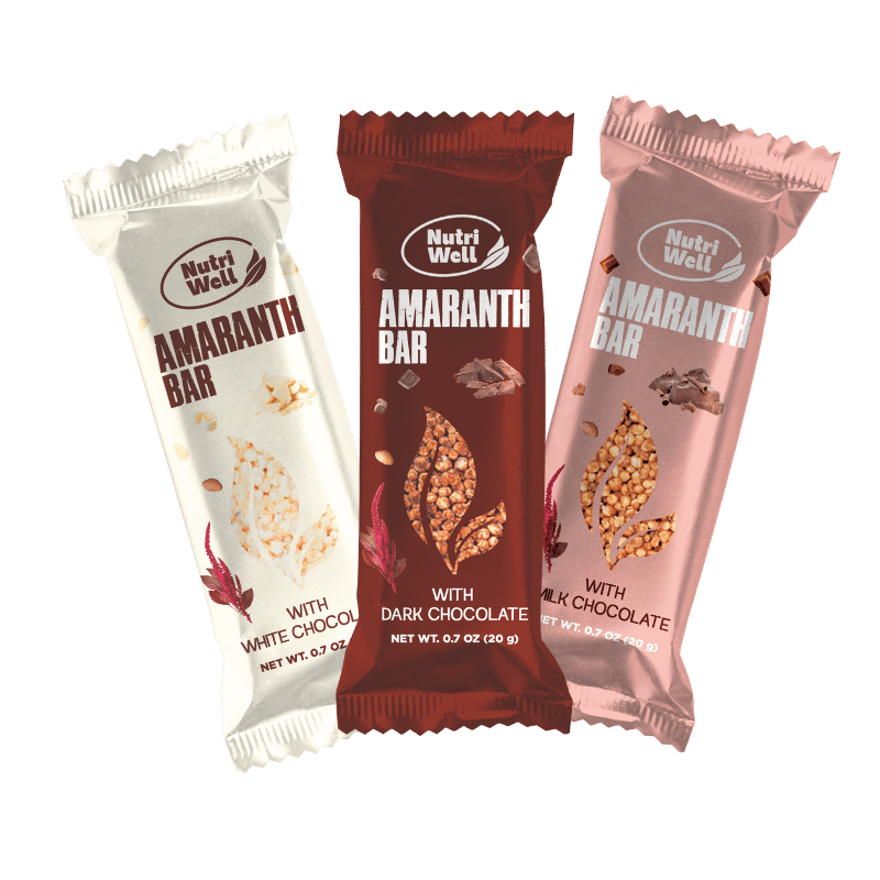 Assorted chocolate-coated amaranth bars – white label snack for export markets