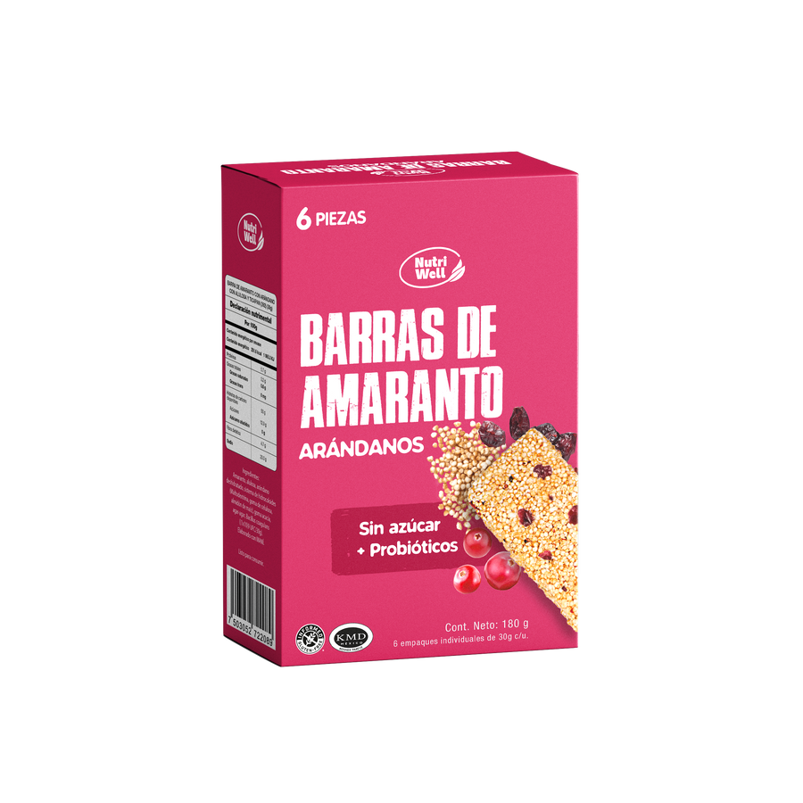 Barras de amaranto con arándanos y probióticos – sin azúcar añadida, opción saludable