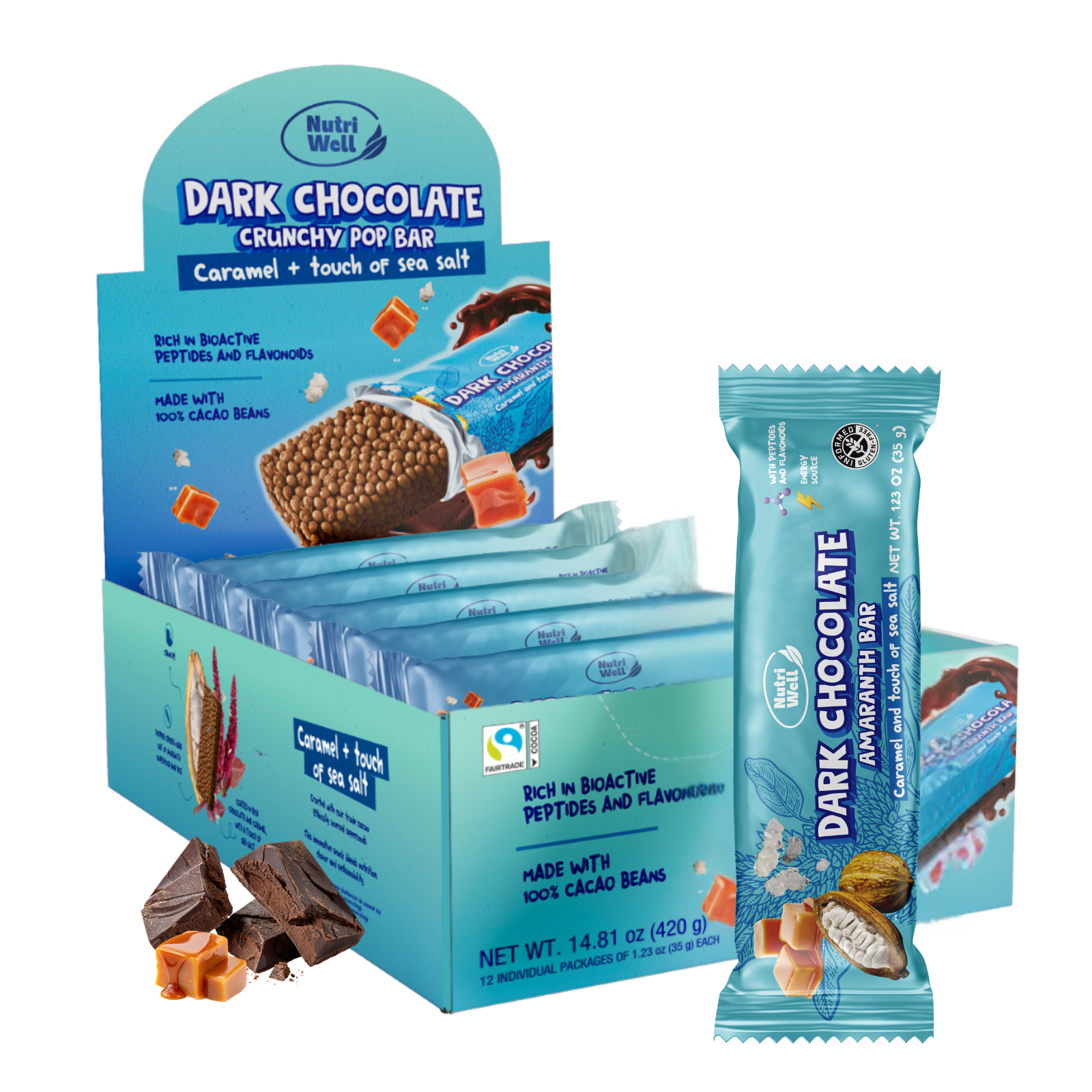 Belgian Dark Chocolate Bar with Amaranth & Soft Caramel