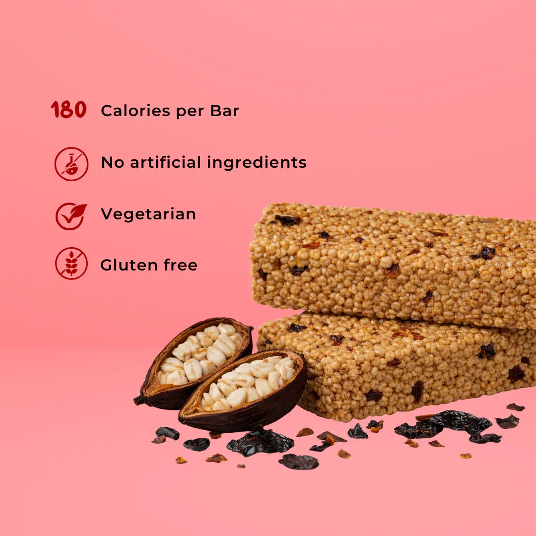 Nutriwell healthy snack bars with cacao, gluten free, vegetarian, no artificial ingredients
