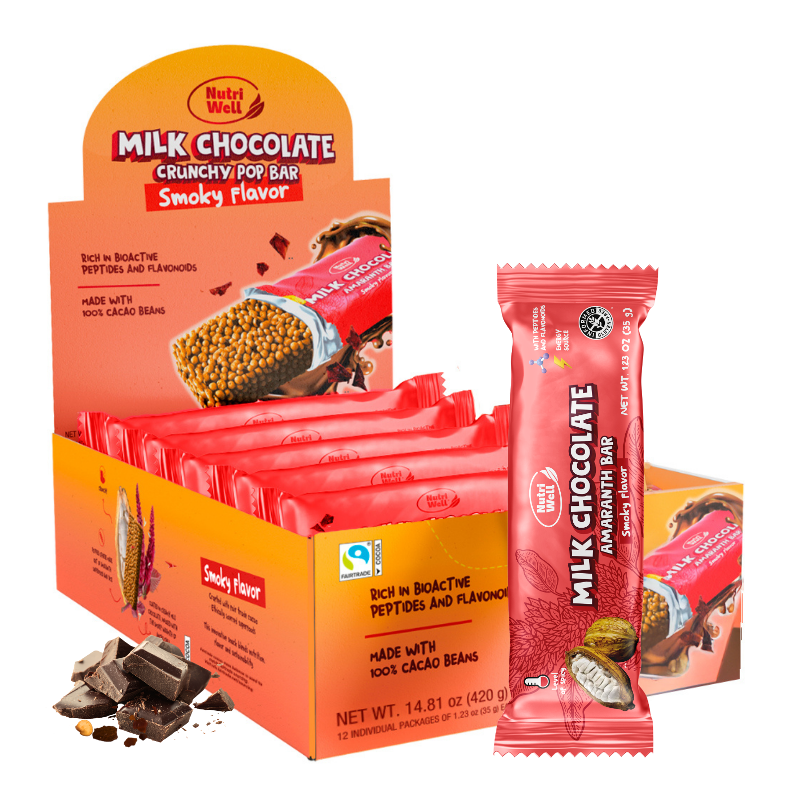 Belgian Milk Chocolate Bar with Amaranth & Ancho Chile Pepper