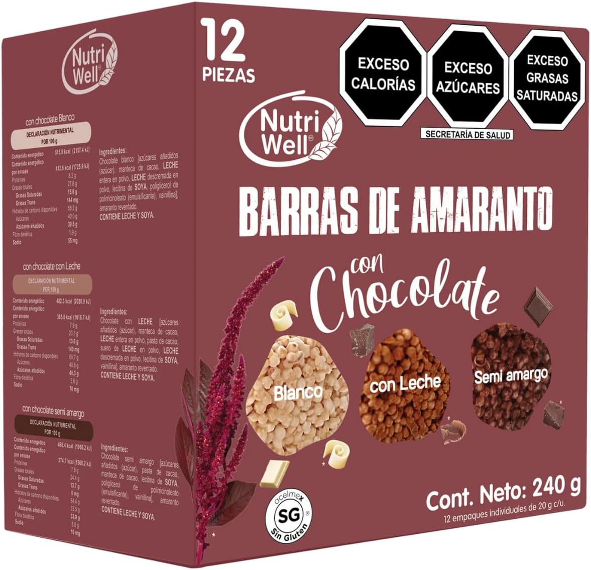Nutriwell Mix de Barras de Amaranto con Chocolate