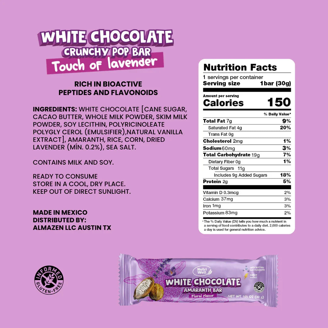 Belgian White Chocolate Bar with Amaranth & Lavender